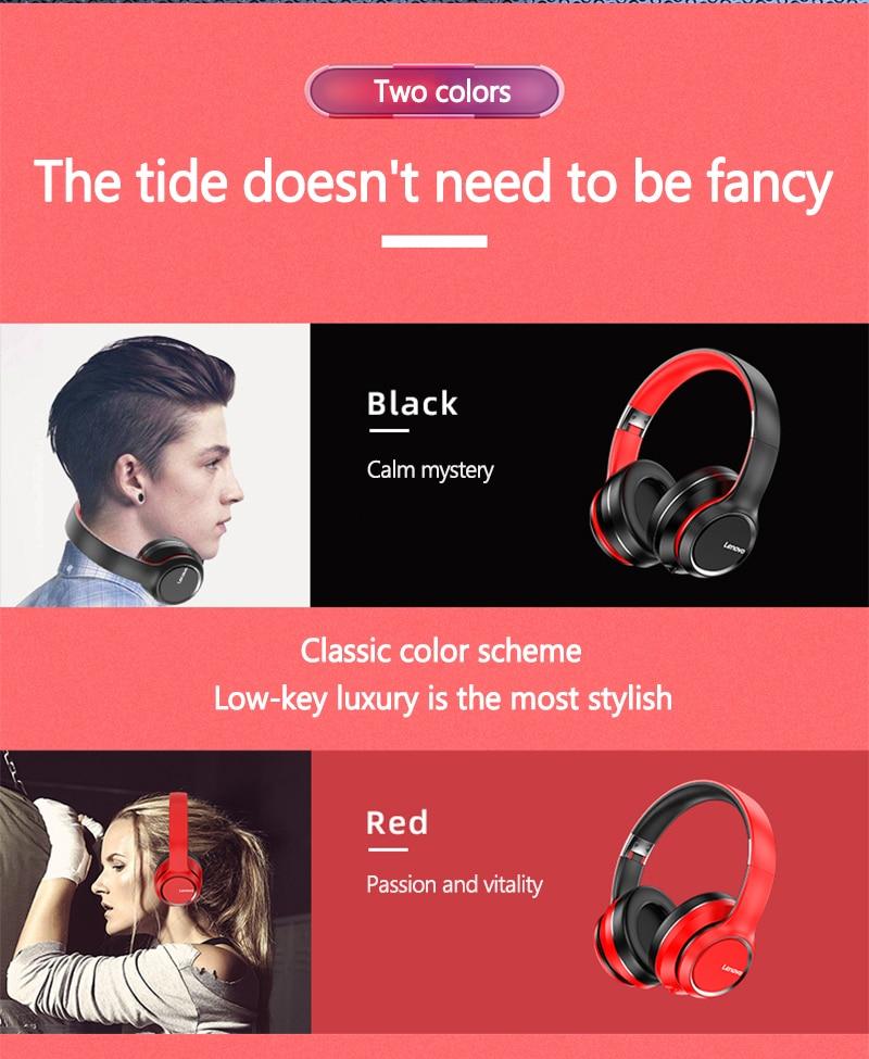 Lenovo HD200 Bluetooth Earphones Over-ear Foldable Computer Wireless Headphones Noise Cancellation HIFI Stereo Gaming Headset