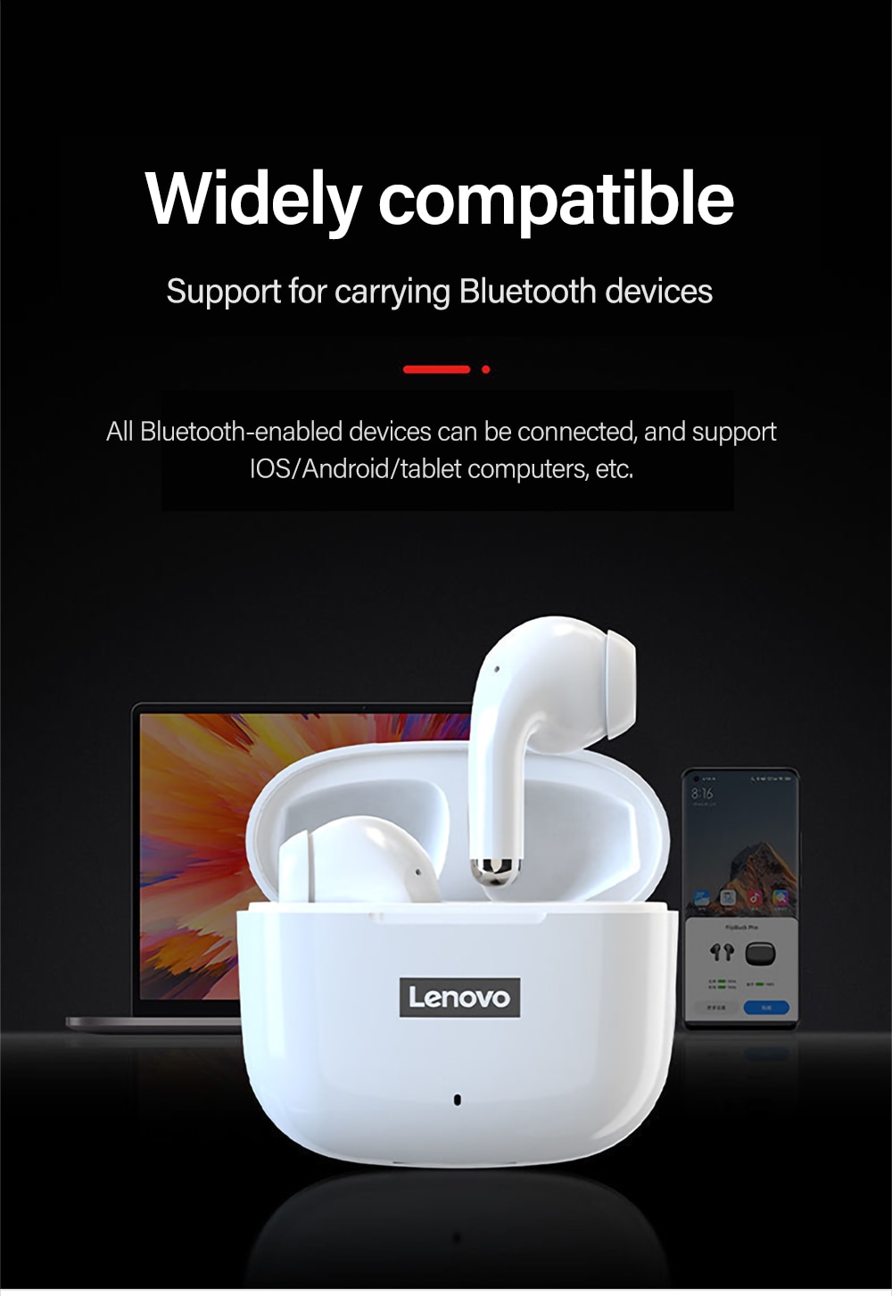 Original Lenovo LP40 Pro TWS Earphones Wireless Bluetooth 5.1 Sport Noise Reduction Headphones Touch Control 500mAH 2022 New