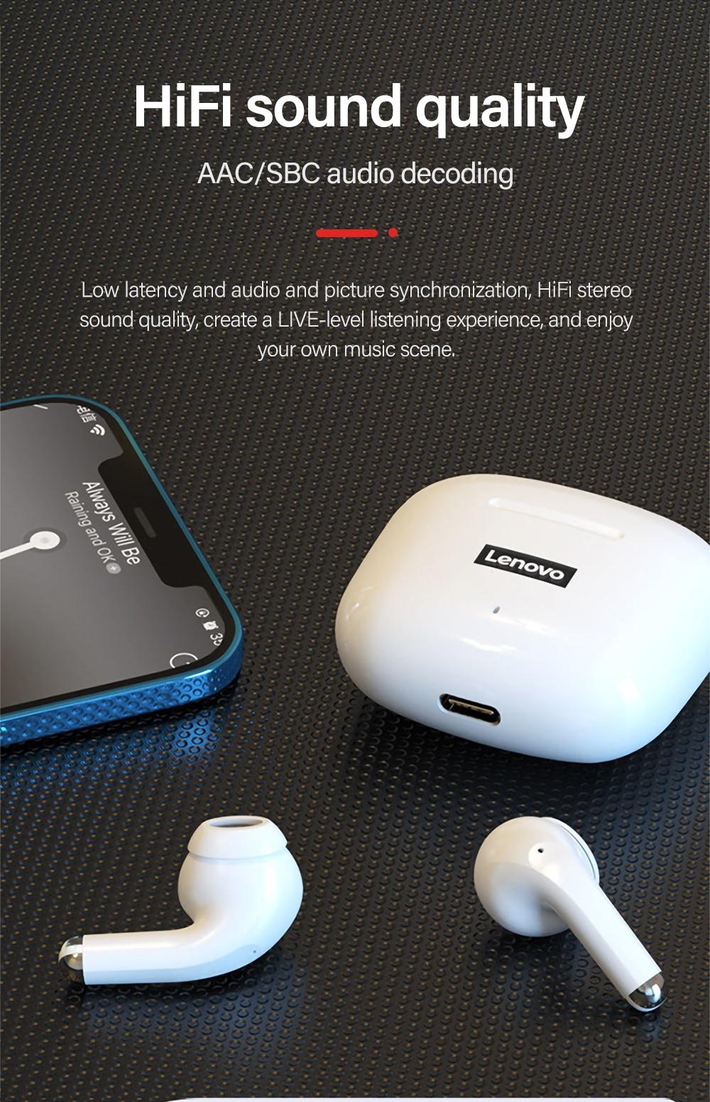 Original Lenovo LP40 Pro TWS Earphones Wireless Bluetooth 5.1 Sport Noise Reduction Headphones Touch Control 500mAH 2022 New