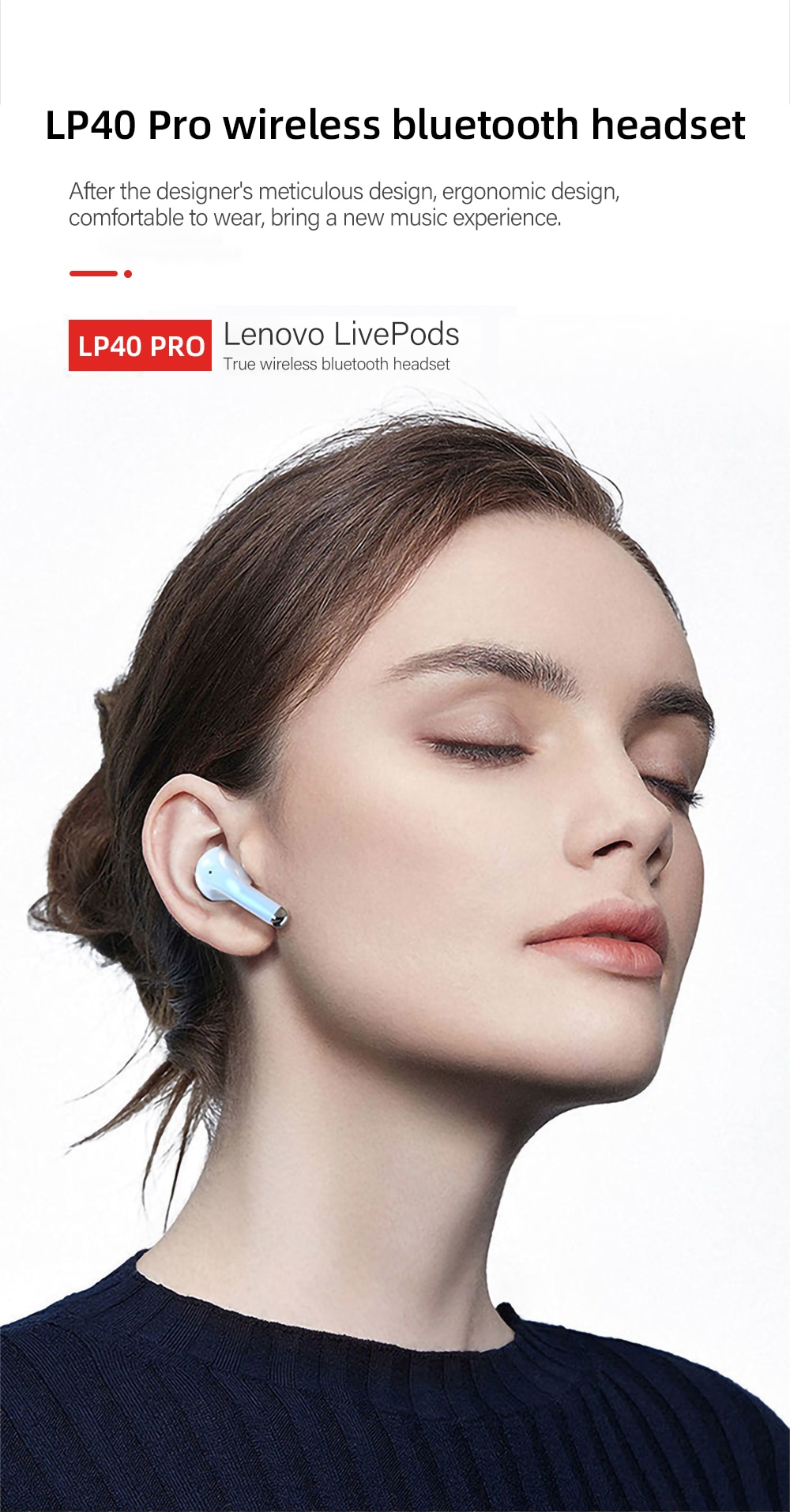 Original Lenovo LP40 Pro TWS Earphones Wireless Bluetooth 5.1 Sport Noise Reduction Headphones Touch Control 250mAH 2022 New