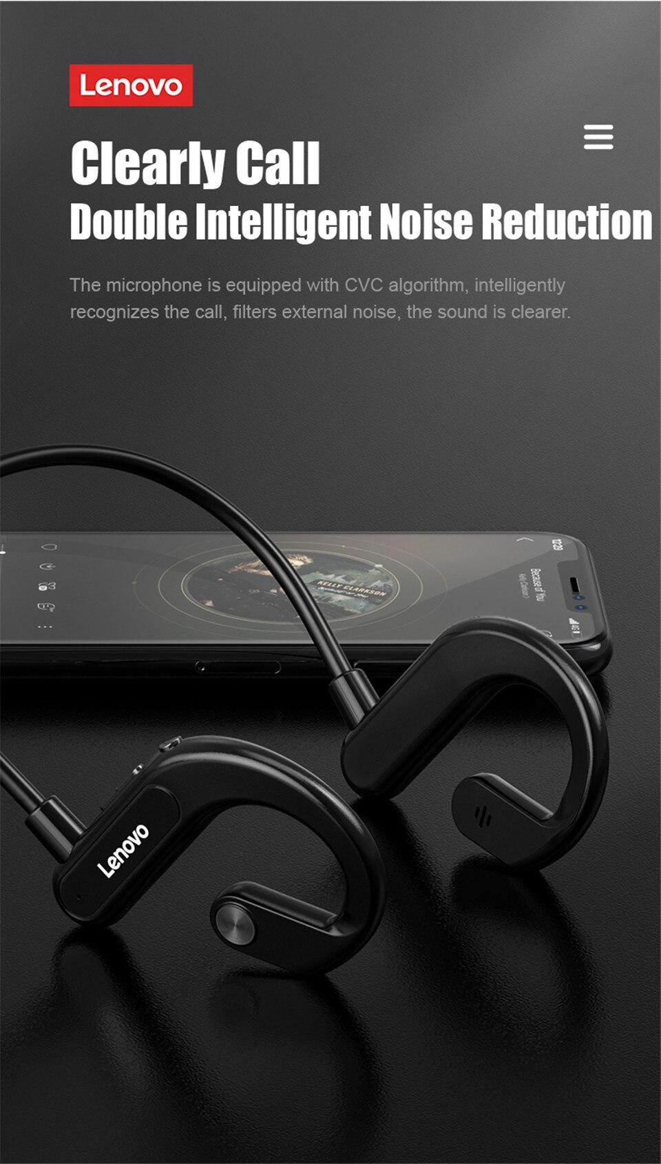 Lenovo X3 Wireless Bluetooth Earphone Bone Conduction Sport Headset IPX5 Waterproof Neckband with Mic Noise Cancelling Earbuds