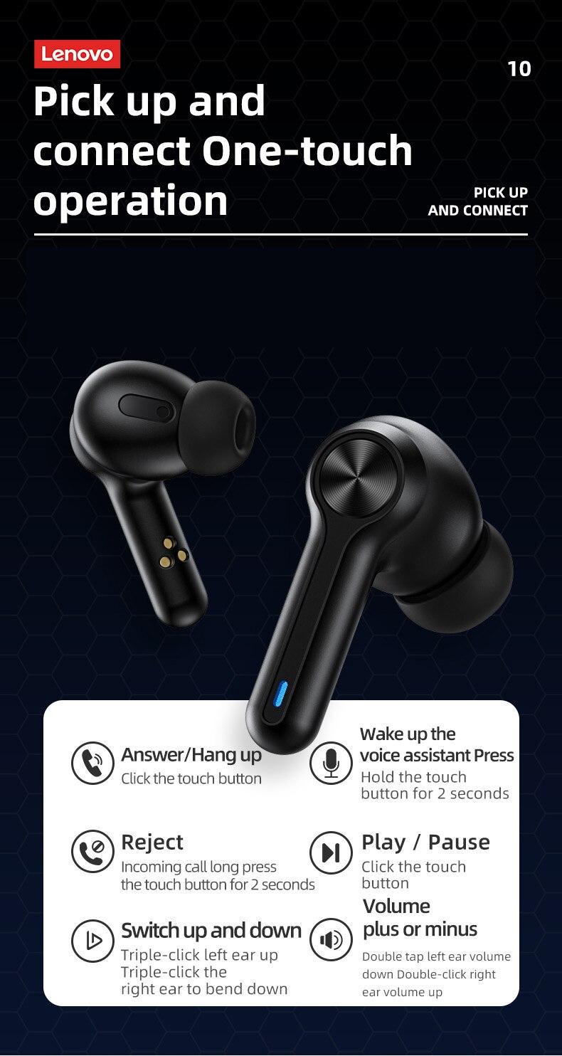 Lenovo LP3 Pro Earphones TWS Bluetooth 5.0 Wireless HIFI Music Headset Display 1200mAh Battery Headphones Gaming Earbuds