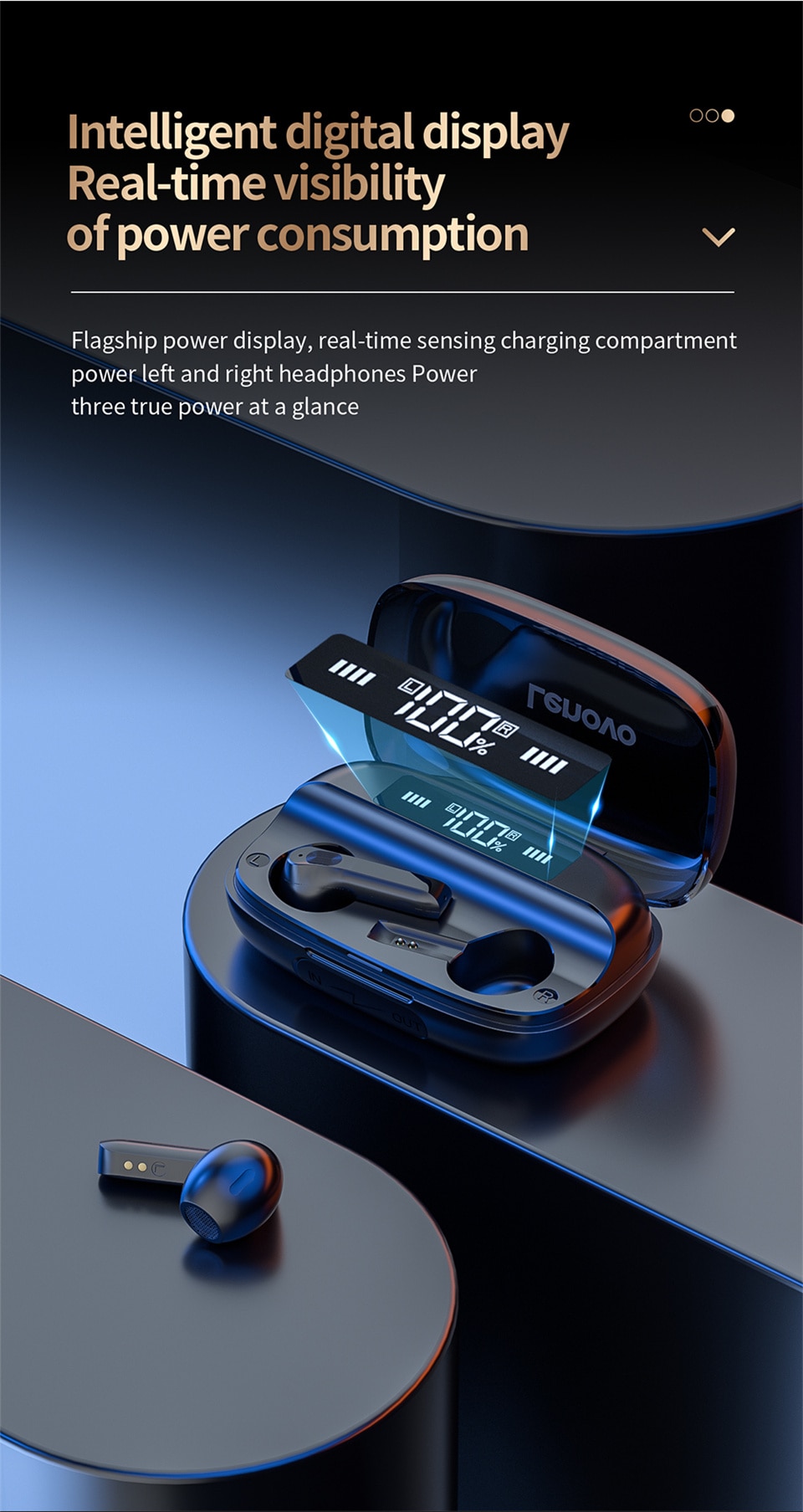 Lenovo QT81 Wireless Earphone 1200 mAh Bluetooth 5.0 Headphones AI Control Gaming Headset Stereo Bass Dual Mic Noise Reduction