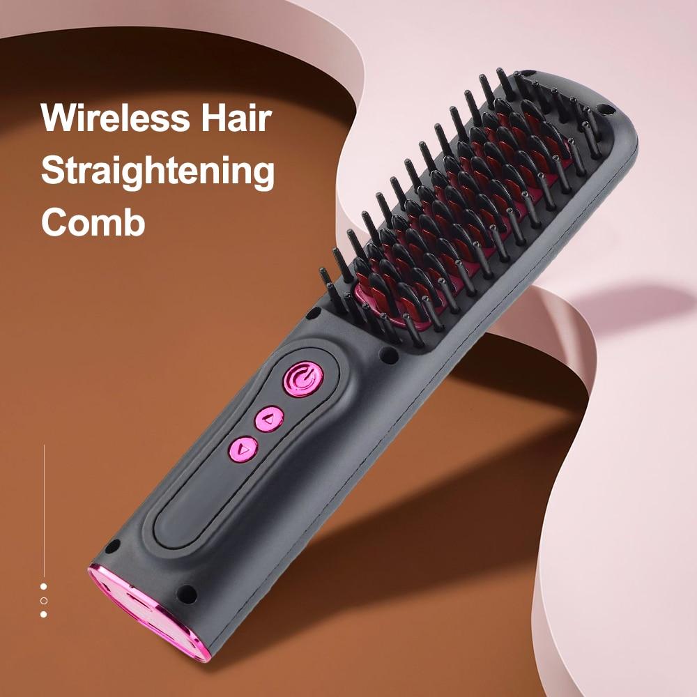 Hair Straightener Wireless Professional Curler Comb Fast Heating Negative Ion Straightening Curling Brush Styling Tools