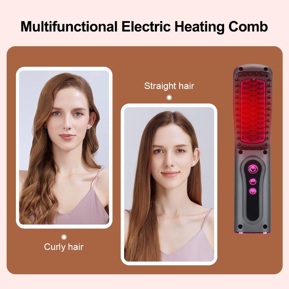 Hair Straightener Wireless Professional Curler Comb Fast Heating Negative Ion Straightening Curling Brush Styling Tools