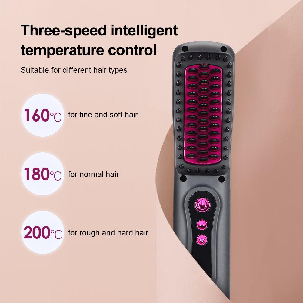 Hair Straightener Wireless Professional Curler Comb Fast Heating Negative Ion Straightening Curling Brush Styling Tools