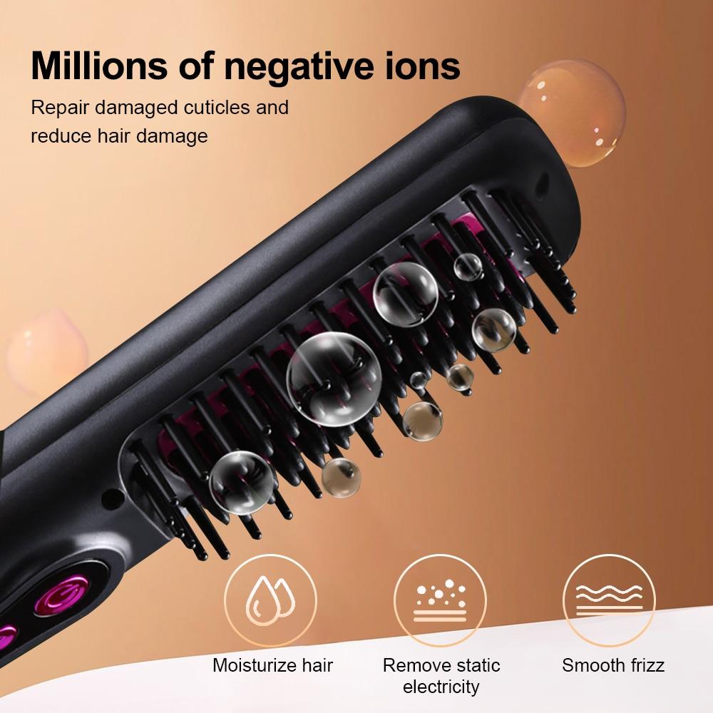 New Wireless Professional Hair Straightener Curler Comb Fast Heating Negative Ion Straightening Curling Brush Styling Tools