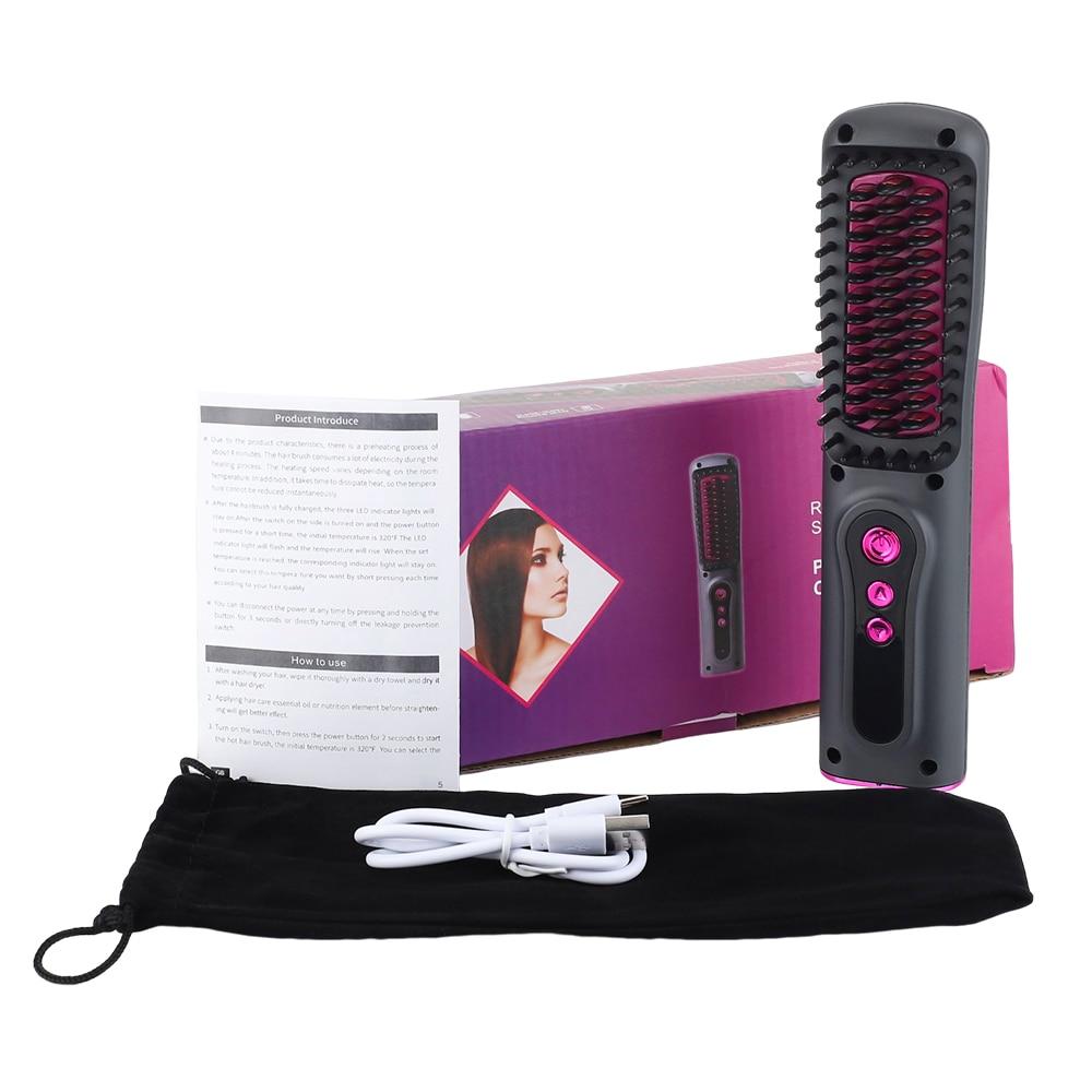 New Wireless Professional Hair Straightener Curler Comb Fast Heating Negative Ion Straightening Curling Brush Styling Tools