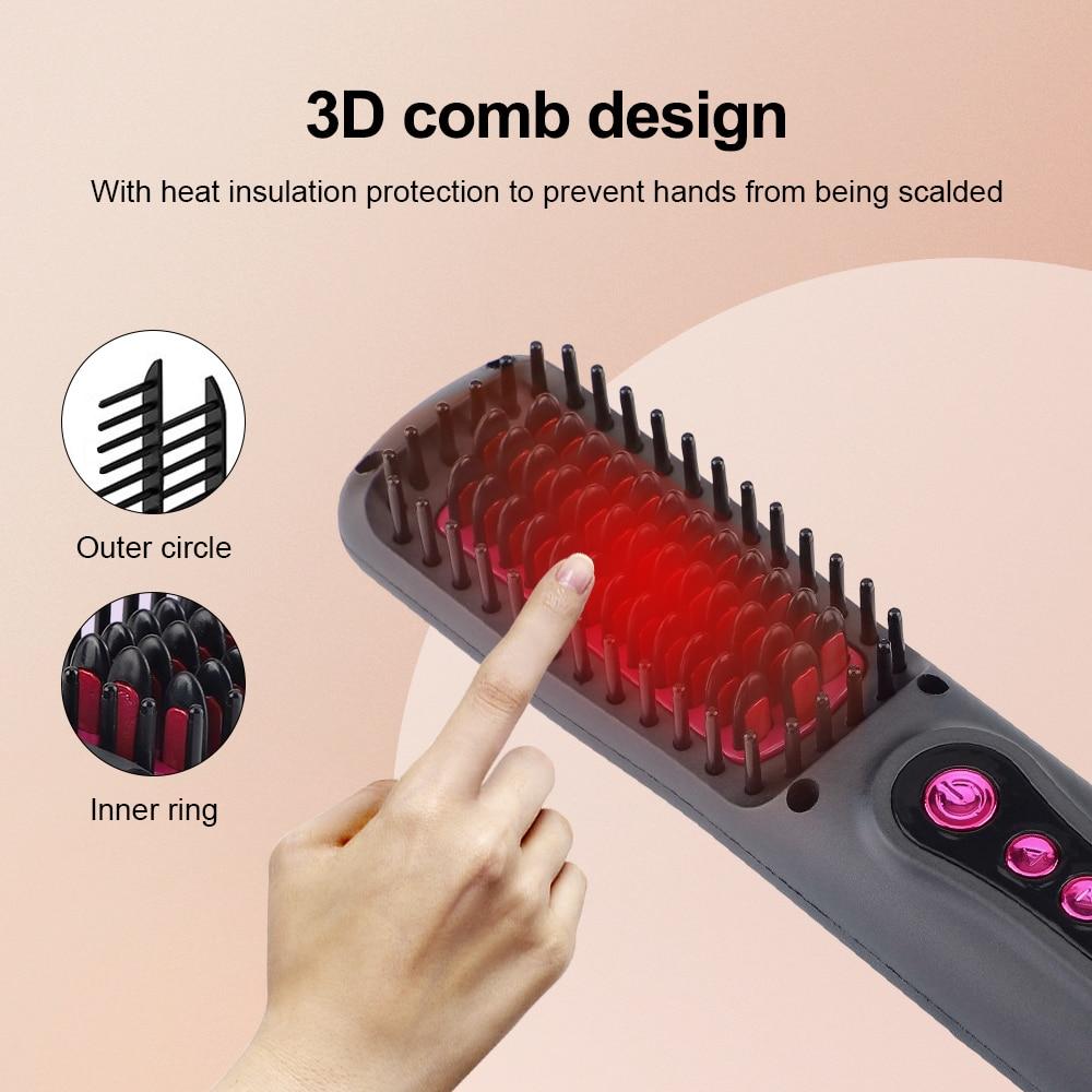 New Wireless Professional Hair Straightener Curler Comb Fast Heating Negative Ion Straightening Curling Brush Styling Tools