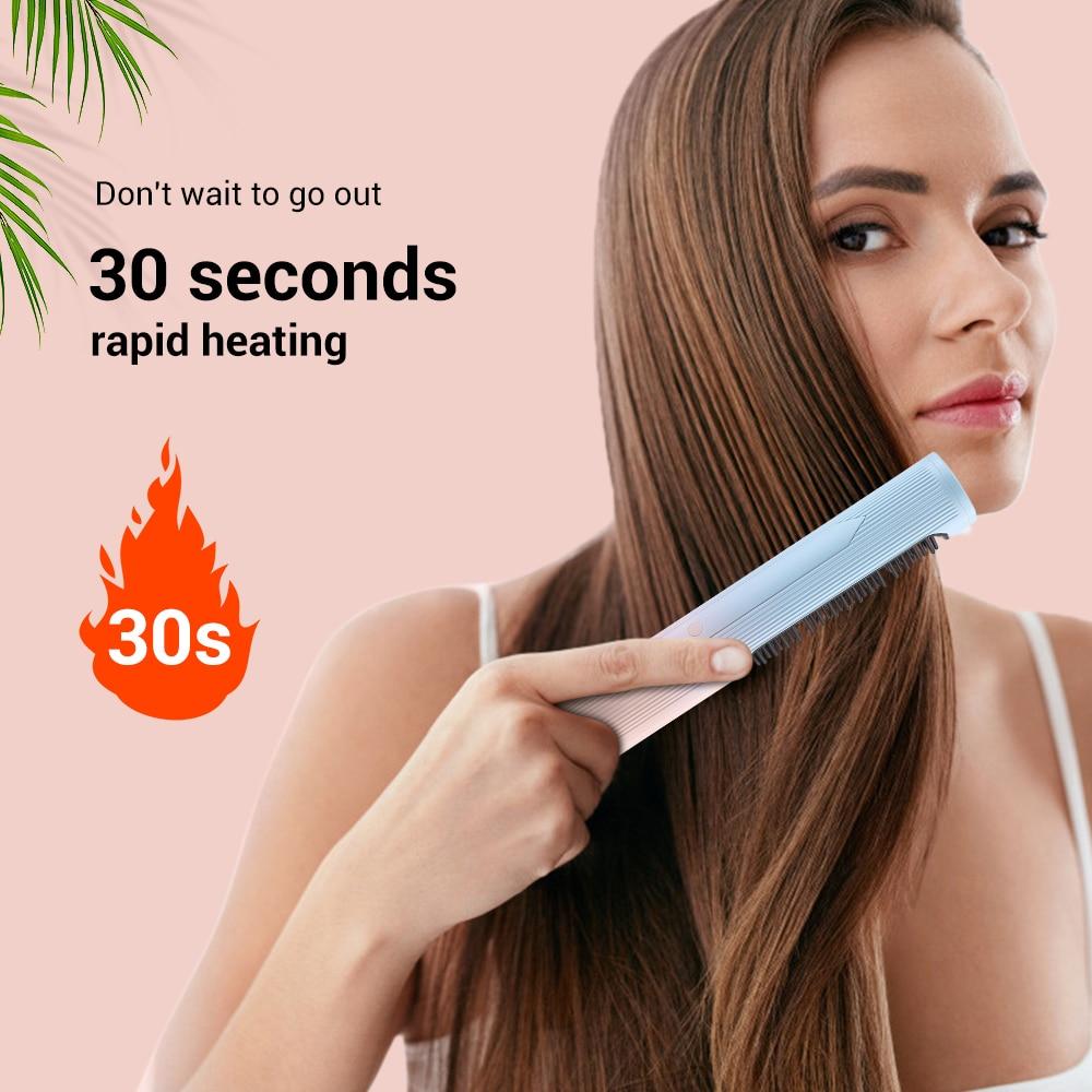 Hair Straightener Wireless Professional Curler Comb Fast Heating Negative Ion Straightening Curling Brush Styling Tools