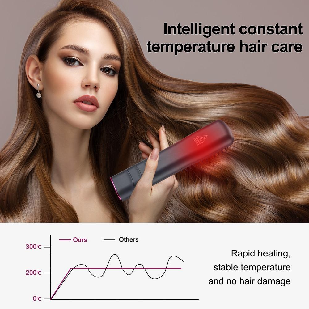 New Wireless Professional Hair Straightener Curler Comb Fast Heating Negative Ion Straightening Curling Brush Styling Tools