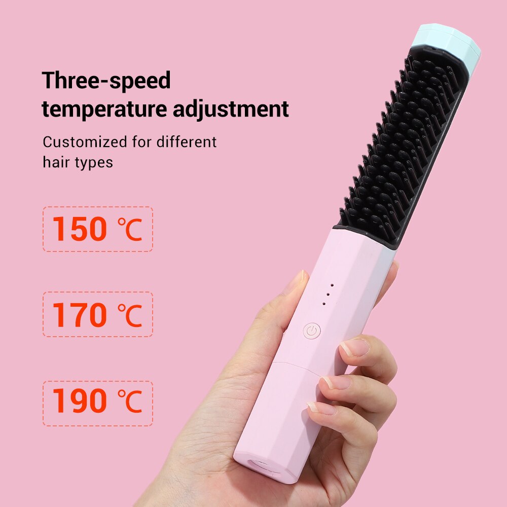 2 in 1 Hair Straightener Brush Professional Hot Comb Straightener for Wigs Hair Curler Heating Straightener Comb Styling Tools