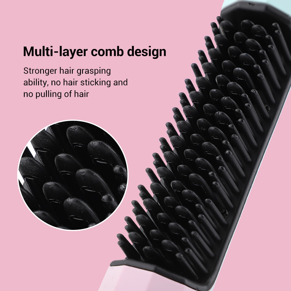 2 in 1 Hair Straightener Brush Professional Hot Comb Straightener for Wigs Hair Curler Heating Straightener Comb Styling Tools