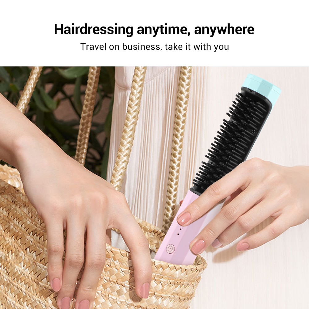 2 in 1 Hair Straightener Brush Professional Hot Comb Straightener for Wigs Hair Curler Heating Straightener Comb Styling Tools