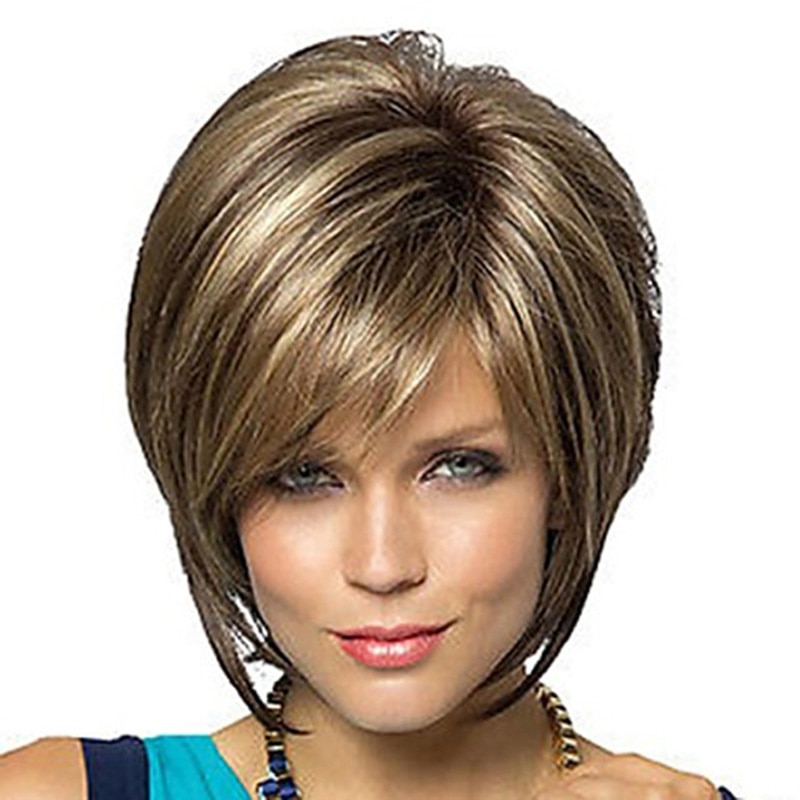 JOY&BEAUTY Short Bob Wavy Wig for Women Synthetic Silver Gray Wigs for Party or Daily Use Heat Resistant Hairstyle wigs