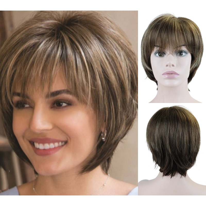 JOY&BEAUTY Short Bob Wavy Wig for Women Synthetic Silver Gray Wigs for Party or Daily Use Heat Resistant Hairstyle wigs