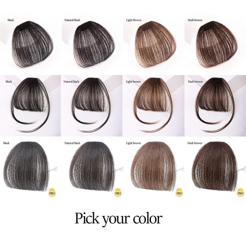 Clip in Thin Neat Air Bangs in Human Hair Extensions Clip in on Fringe Front Hairpiece - Image 5