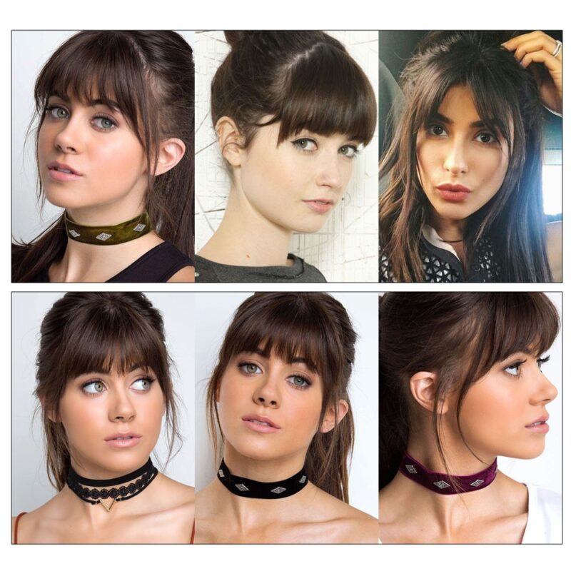 Clip in Thin Neat Air Bangs in Human Hair Extensions Clip in on Fringe Front Hairpiece - Image 4