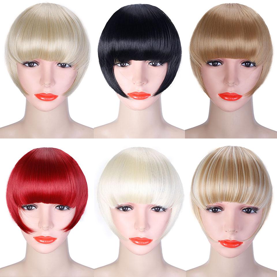 TALANG Clip In Hair Bangs Hairpiece Clip In Hair Extension Synthetic Hair Extension Blunt Bangs Fake Bangs For Women