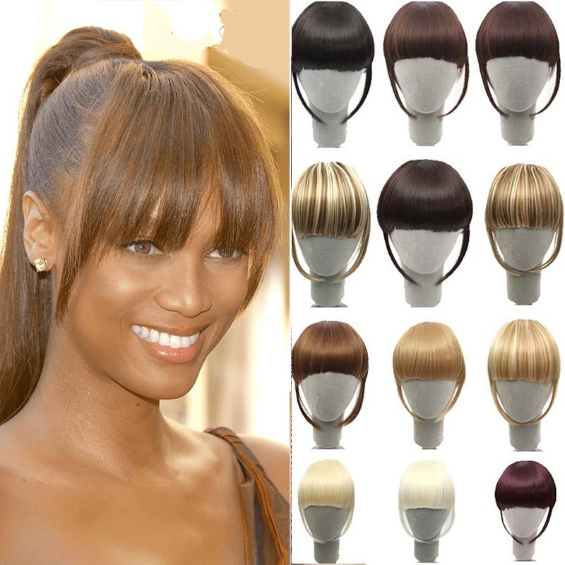 Clip In Thin Neat Bangs AS Remy in Human Hair Extensions Clip in on Fringe Front Hairpiece