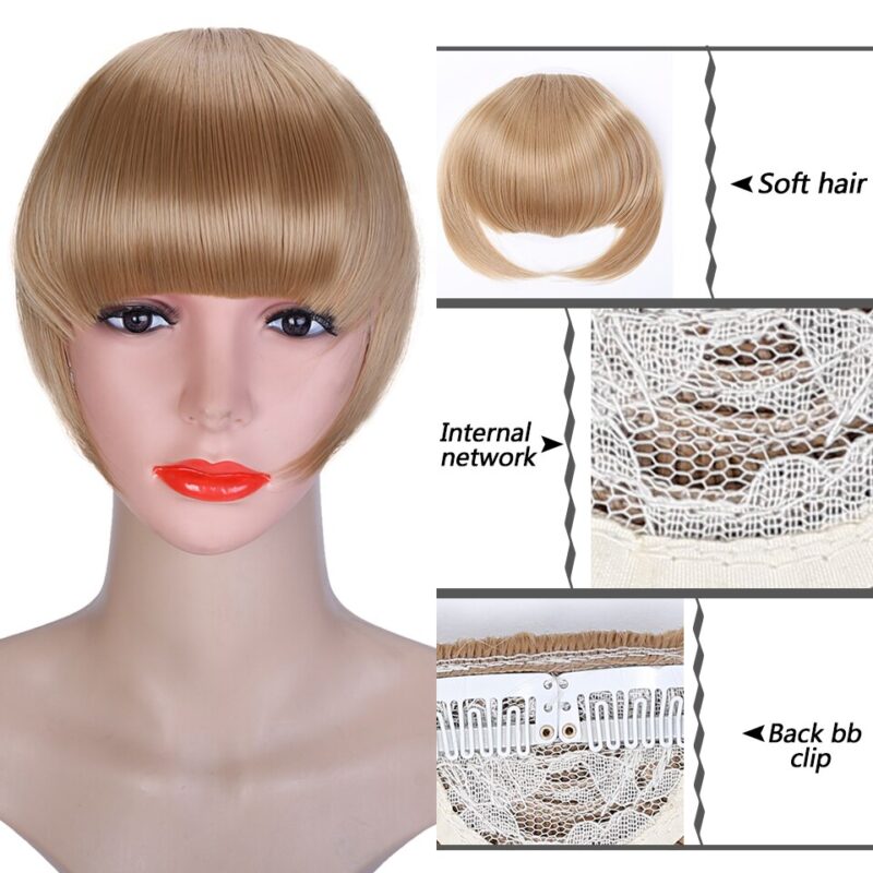 Clip In Thin Neat Bangs AS Remy in Human Hair Extensions Clip in on Fringe Front Hairpiece - Image 4