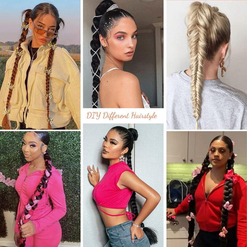 Long Braided Ponytail Extension with Hair Tie Straight Wrap around Hair 28Inch Heat-Resistant - Image 6