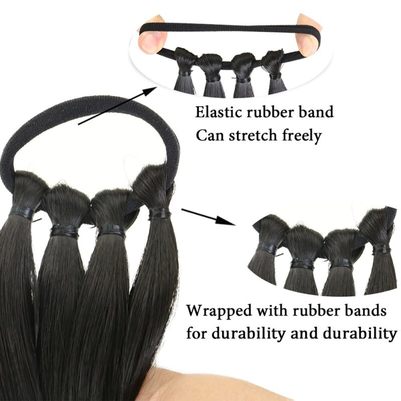 Long Braided Ponytail Extension with Hair Tie Straight Wrap around Hair For Women - Image 3