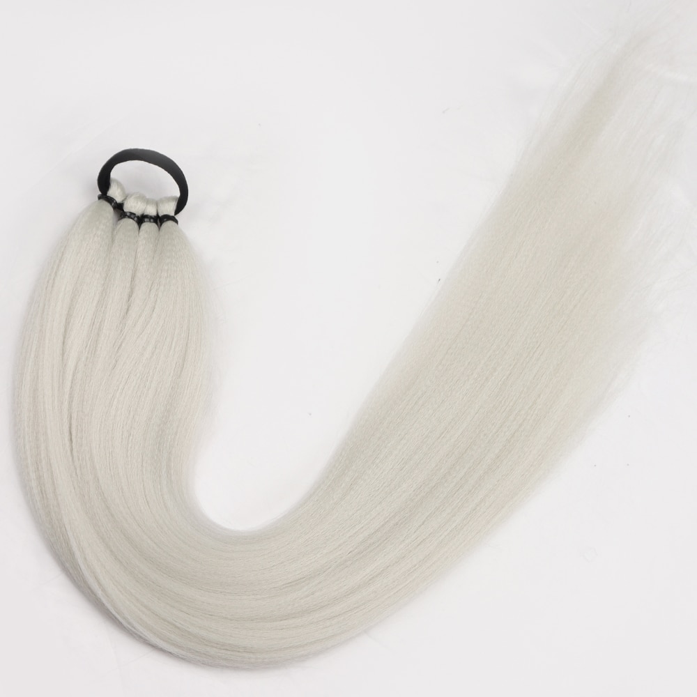 Synthetic Ponytail Extensions Boxing Braids HairPieces Wrap Around Chignon Rubber Band Hair Ring Black 26 Inch Ombre Braid DIY