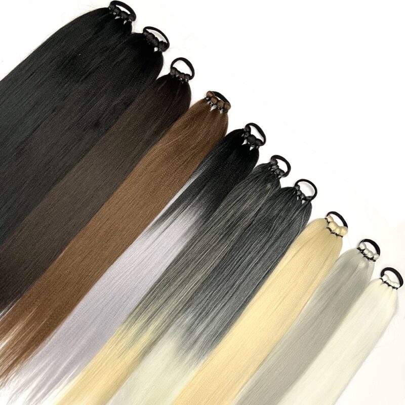 26 inches Long Ponytail Extensions Boxing Braids Hair Pieces Wrap Around Chignon Rubber Band Hair Ring Black Ombre Braid DIY - Image 5
