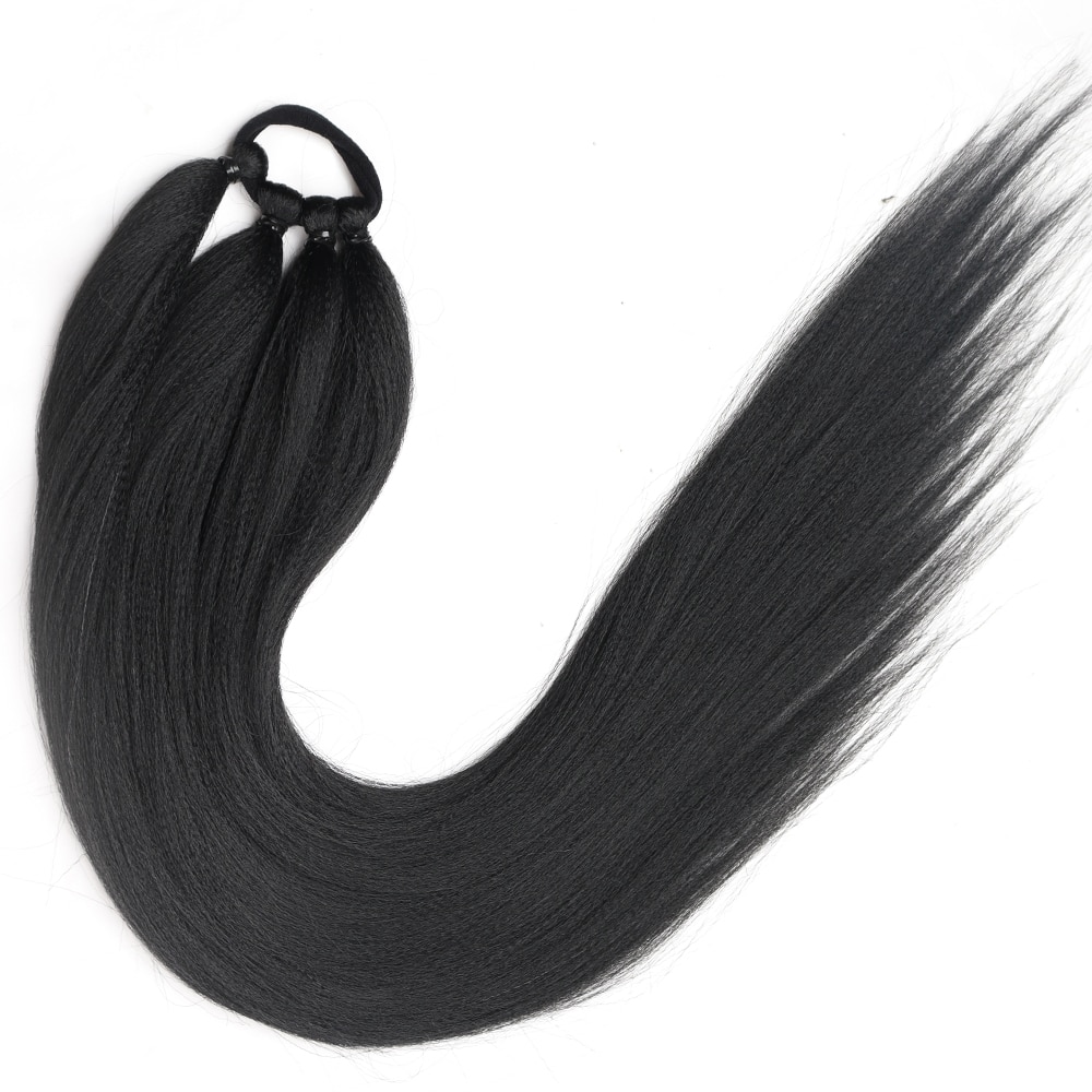 Synthetic Ponytail Extensions Boxing Braids HairPieces Wrap Around Chignon Rubber Band Hair Ring Black 26 Inch Ombre Braid DIY