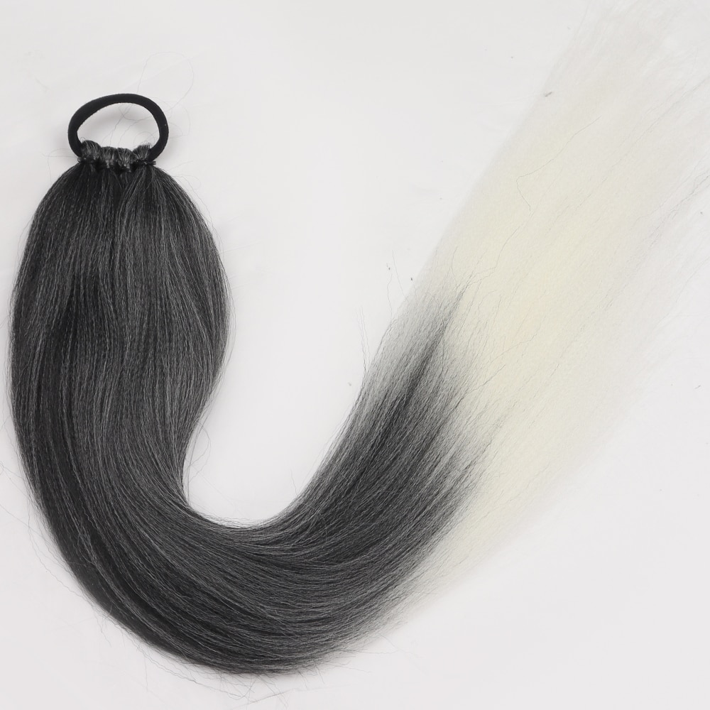 Synthetic Ponytail Extensions Boxing Braids HairPieces Wrap Around Chignon Rubber Band Hair Ring Black 26 Inch Ombre Braid DIY