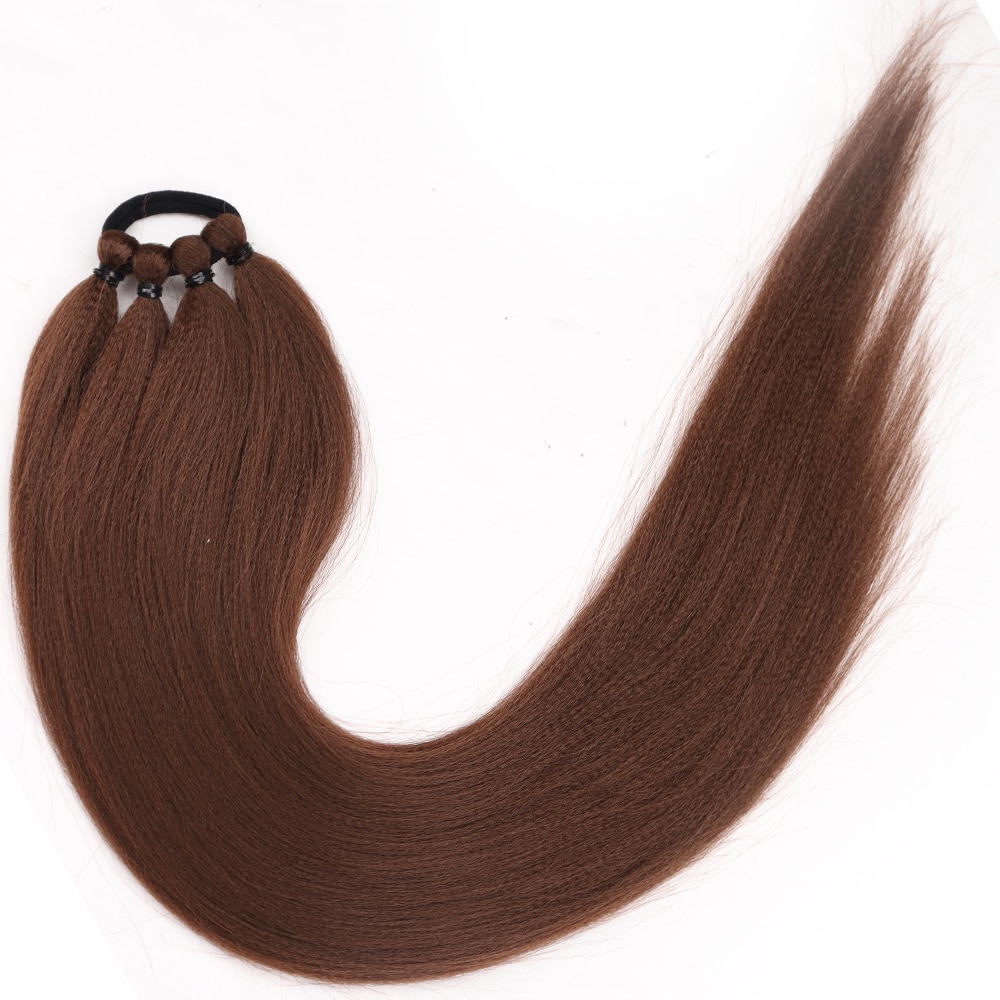 Synthetic Ponytail Extensions Boxing Braids HairPieces Wrap Around Chignon Rubber Band Hair Ring Black 26 Inch Ombre Braid DIY