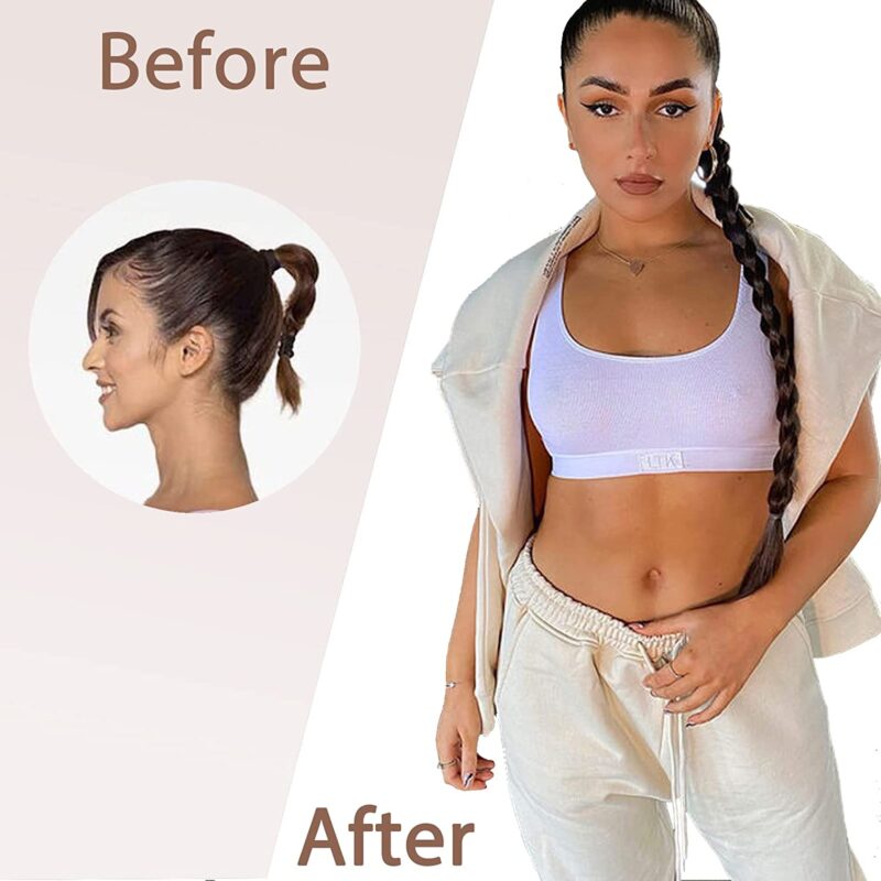 26 inches Long Ponytail Extensions Boxing Braids Hair Pieces Wrap Around Chignon Rubber Band Hair Ring Black Ombre Braid DIY - Image 3