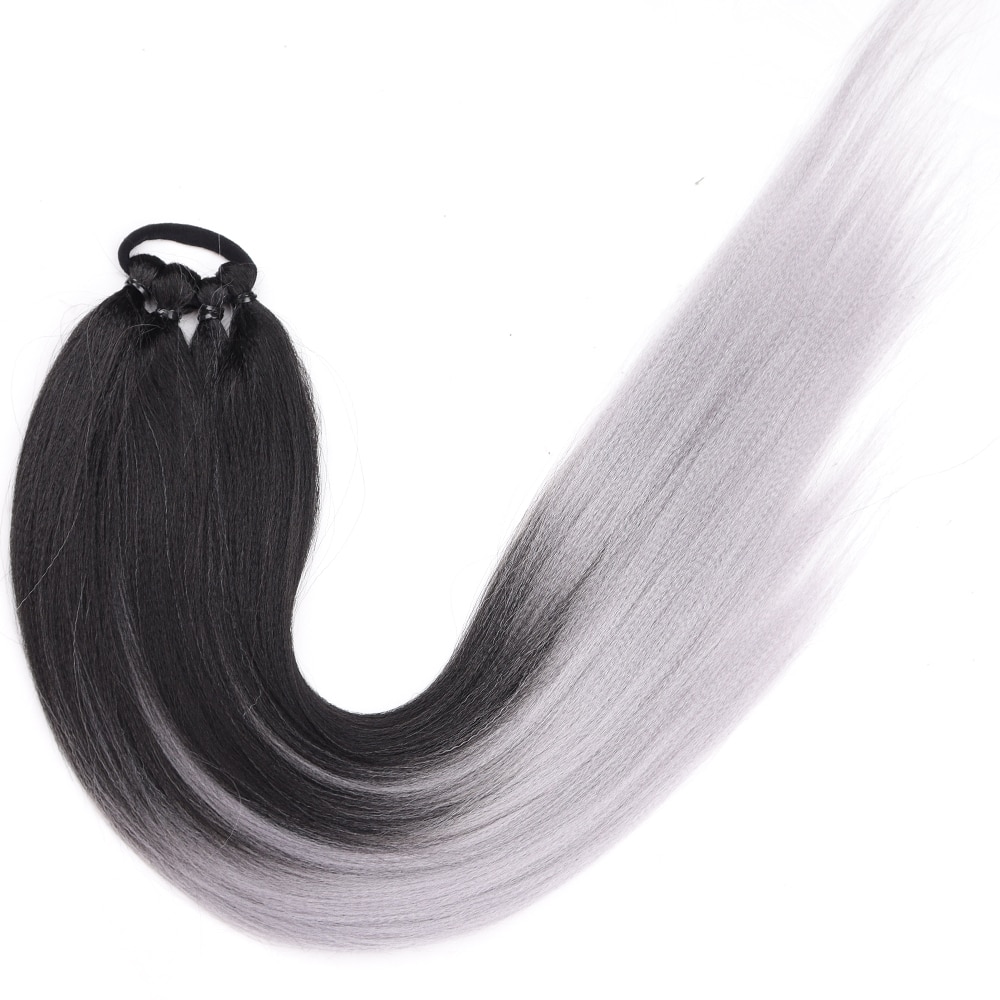 Synthetic Ponytail Extensions Boxing Braids HairPieces Wrap Around Chignon Rubber Band Hair Ring Black 26 Inch Ombre Braid DIY