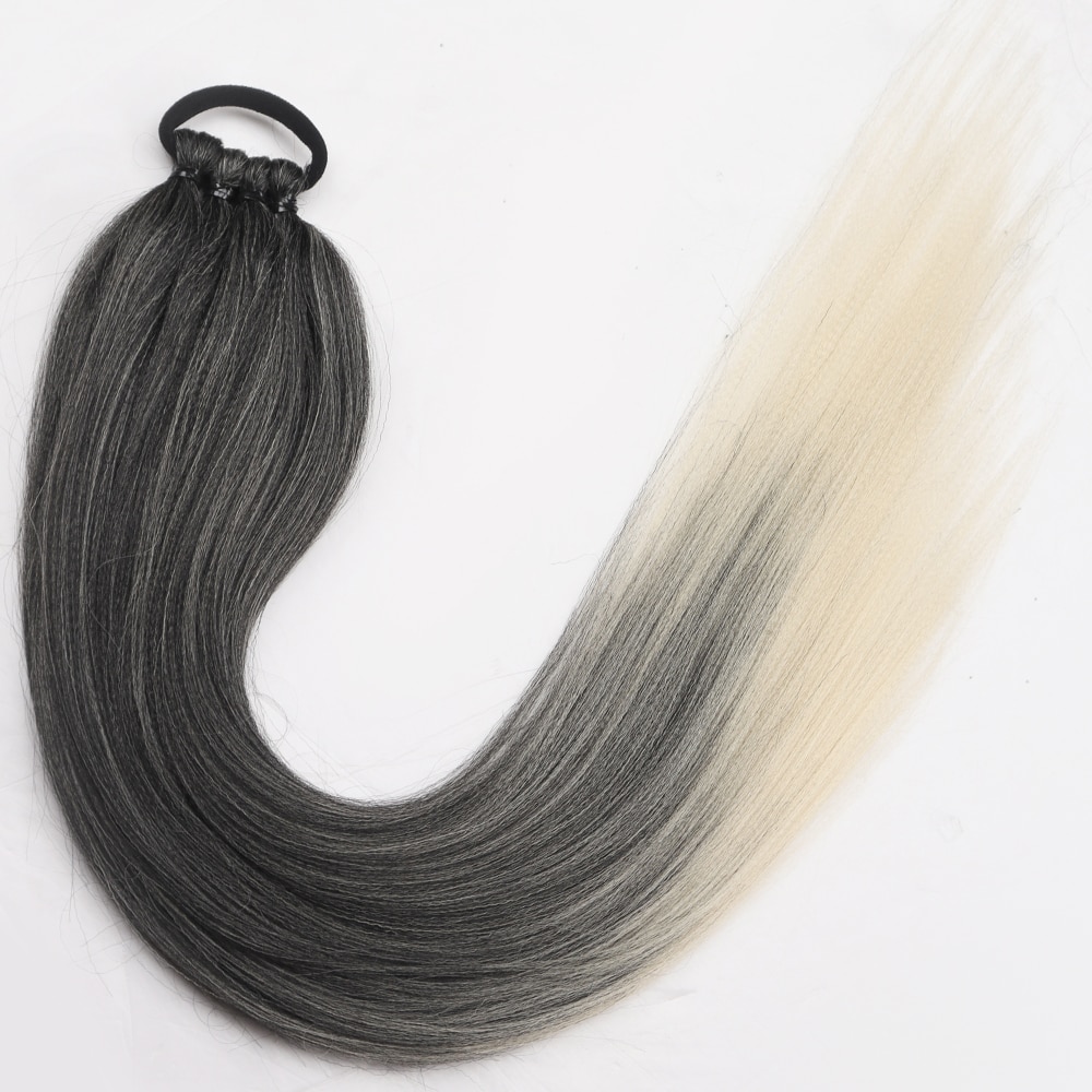 Synthetic Ponytail Extensions Boxing Braids HairPieces Wrap Around Chignon Rubber Band Hair Ring Black 26 Inch Ombre Braid DIY