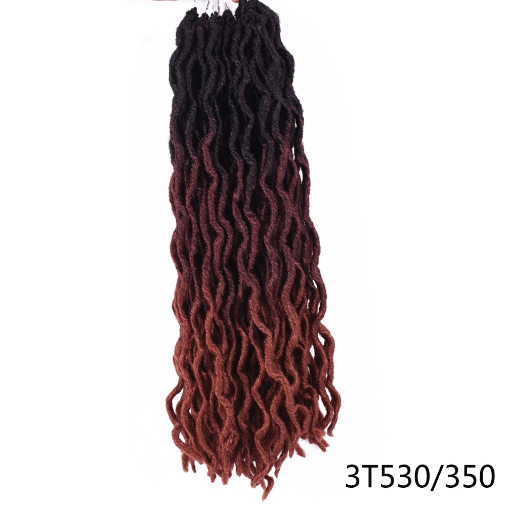 Goddess Nu Locs Soft Curly Faux Locs Crochet Hair Braids 18inch Synthetic Ombre Braiding Hair Extensions Pre Loop