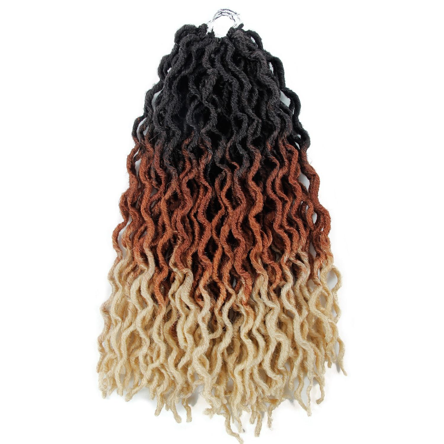 Gypsy Locs Synthetic Goddess Faux locs Crochet Hair Soft Braids Dreadlocks Curly Twist Braiding Hair for Women Black 15strands