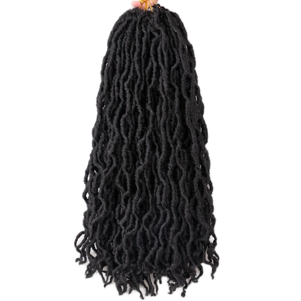 Gypsy Locs Synthetic Goddess Faux locs Crochet Hair Soft Braids Dreadlocks Curly Twist Braiding Hair for Women Black 15strands
