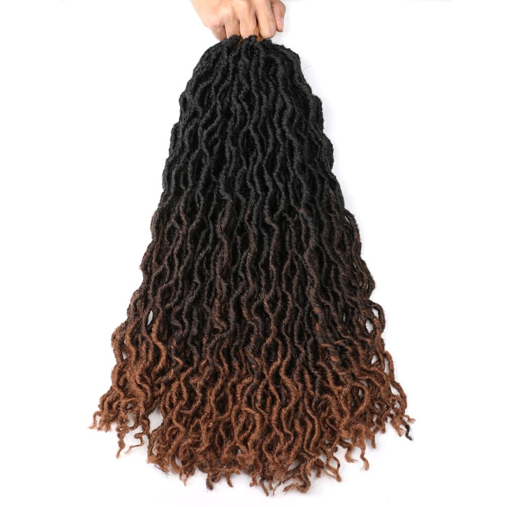 Gypsy Locs Synthetic Goddess Faux locs Crochet Hair Soft Braids Dreadlocks Curly Twist Braiding Hair for Women Black 15strands
