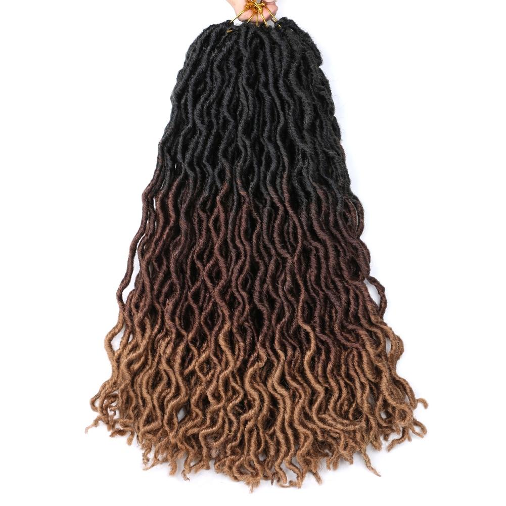 Gypsy Locs Synthetic Goddess Faux locs Crochet Hair Soft Braids Dreadlocks Curly Twist Braiding Hair for Women Black 15strands