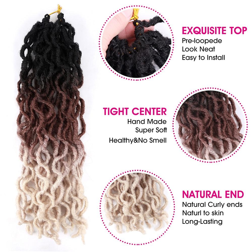 Gypsy Locs Synthetic Goddess Faux locs Crochet Hair Soft Braids Dreadlocks Curly Twist Braiding Hair for Women Black 15strands
