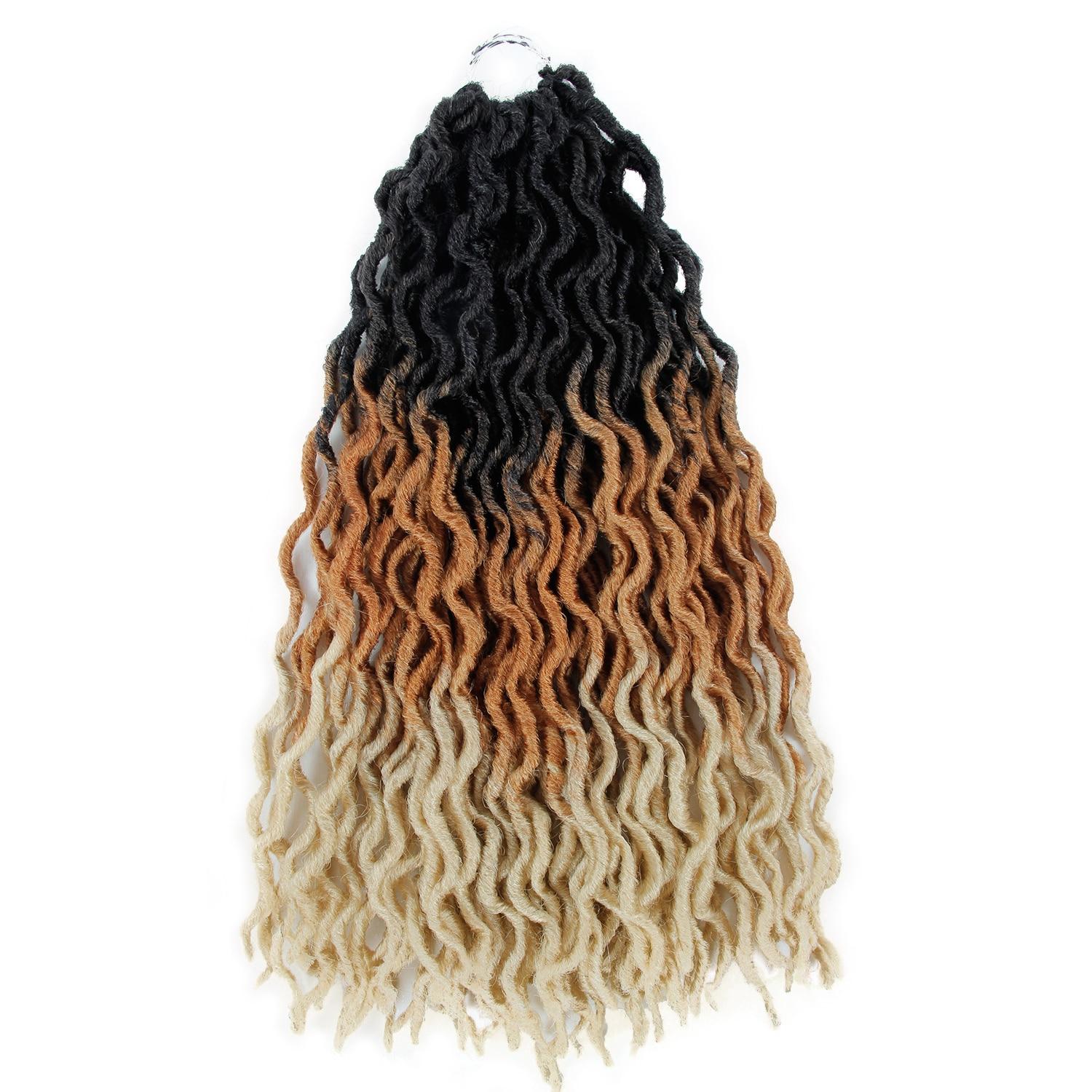 Gypsy Locs Synthetic Goddess Faux locs Crochet Hair Soft Braids Dreadlocks Curly Twist Braiding Hair for Women Black 15strands