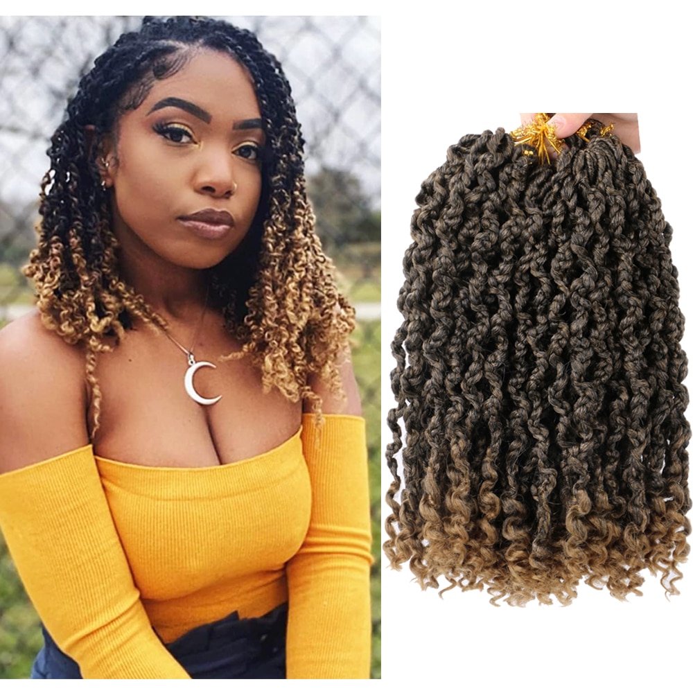 Hair Nest Goddess Box Braids Crochet Hair with Curly Ends Synthetic Wavy Boho Crochet Box Braids Pre-looped with Curly Ends