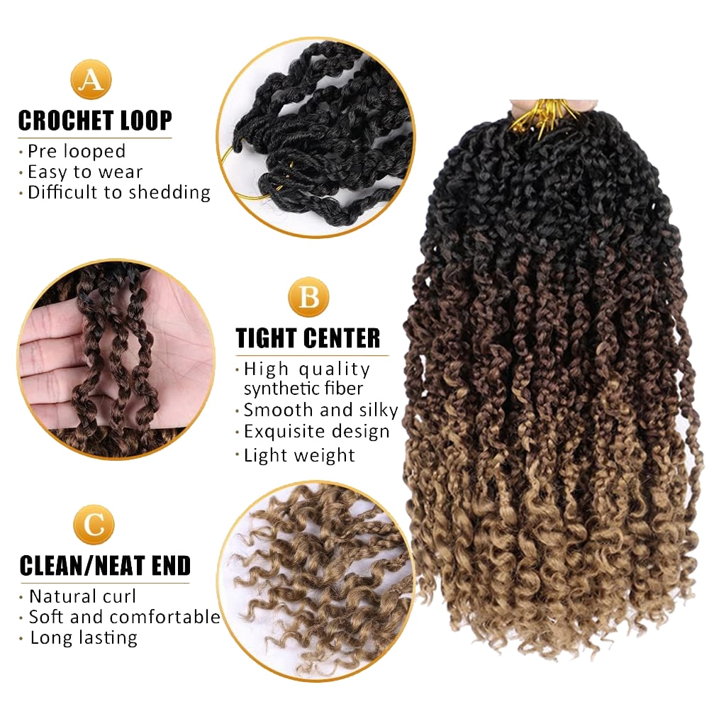 Hair Nest Goddess Box Braids Crochet Hair with Curly Ends Synthetic Wavy Boho Crochet Box Braids Pre-looped with Curly Ends