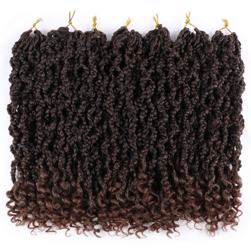 Hair Nest Goddess Box Braids Crochet Hair with Curly Ends Synthetic Wavy Boho Crochet Box Braids Pre-looped with Curly Ends