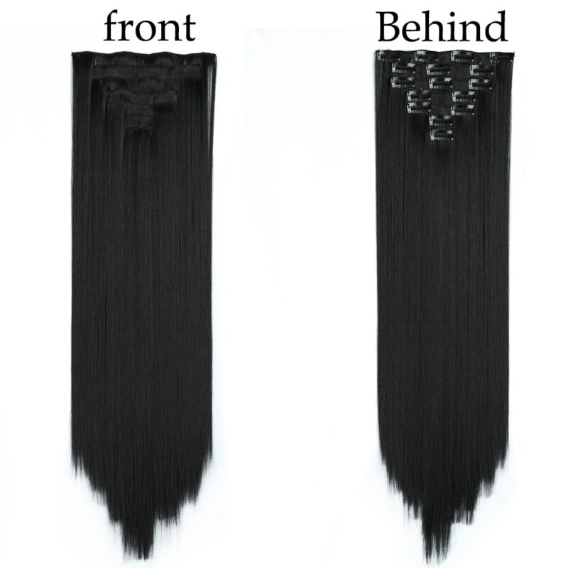 Long Straight Hairstyle Synthetic Blonde Black Hairpieces 24Inchs 16 Clips in Hair Extensions - Image 4