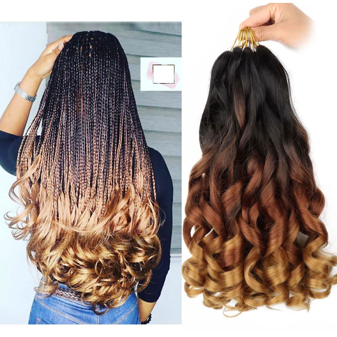 French Curly Braiding Hair 16 Inch Loose Wave Braiding Hair Pre Stretched Synthetic Hair Extensions