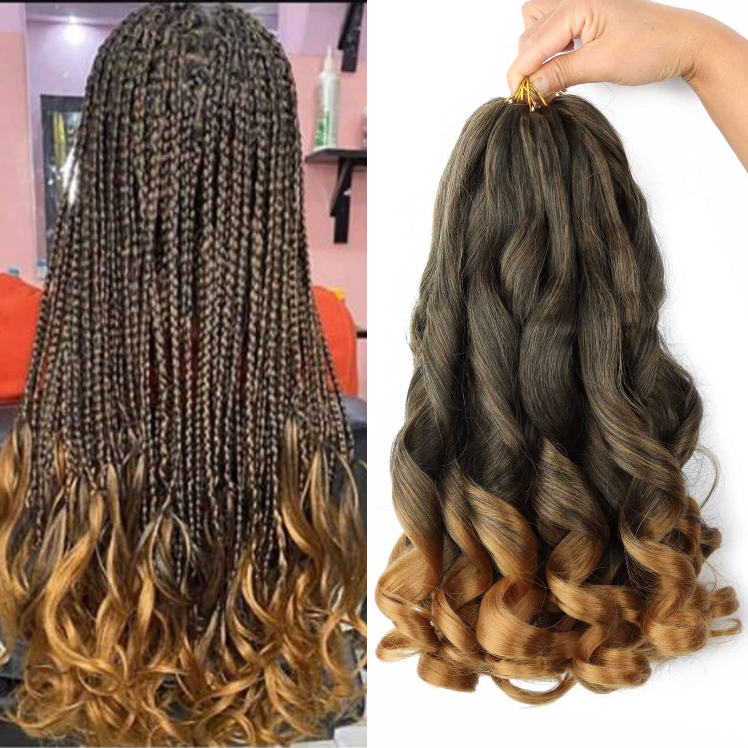 French Curly Braiding Hair 16 Inch Loose Wave Braiding Hair Pre Stretched Synthetic Hair Extensions