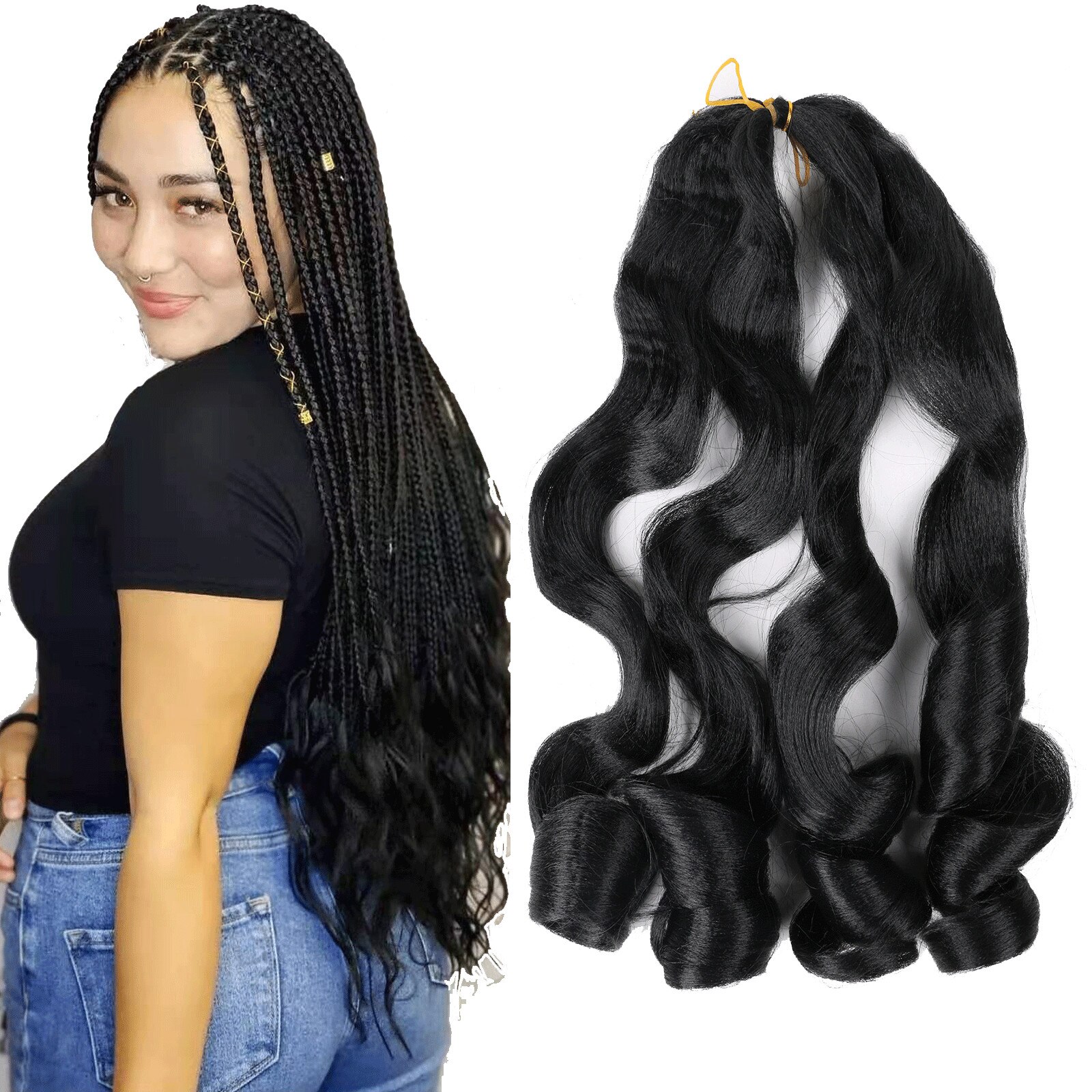 Curly Braiding Hair Loose Wave French Curls Silky Synthetic Hair Extensions 16 Inch 22 Inch