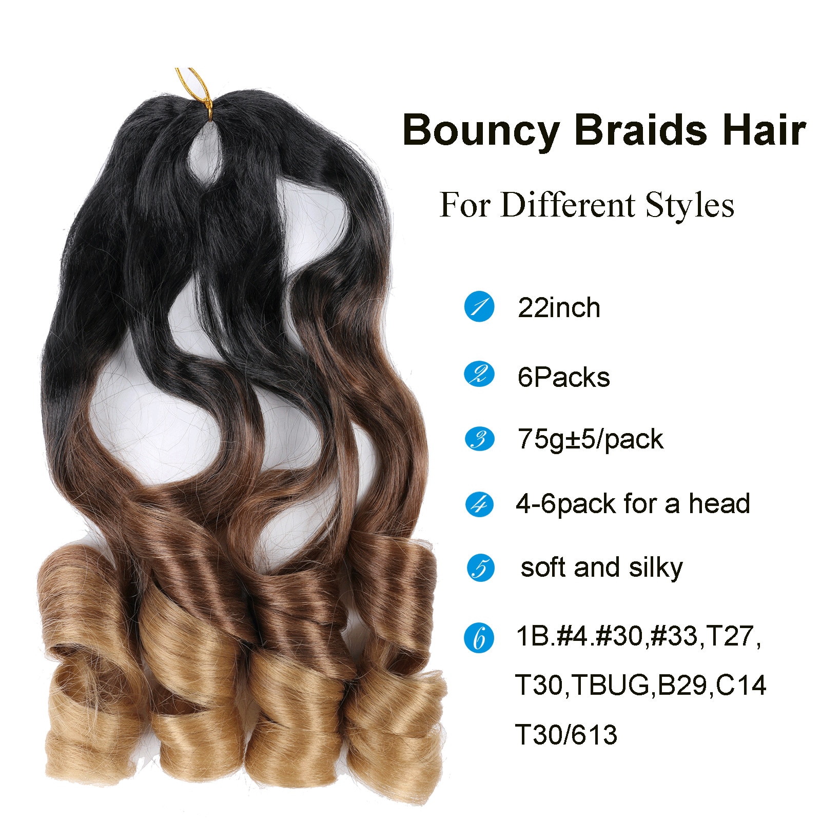 French Curly Braiding Hair 16 Inch Loose Wave Braiding Hair Pre Stretched Synthetic Hair Extensions